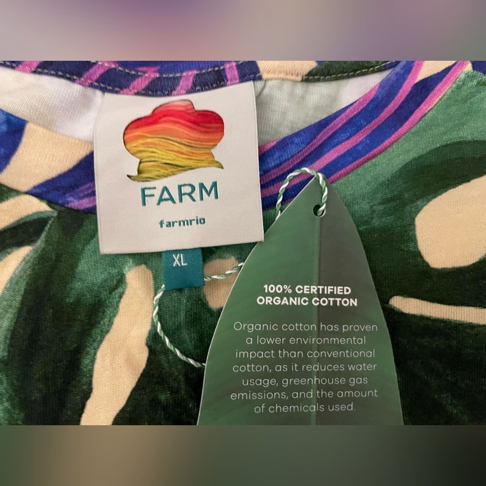 Farm Rio Dress Sleeveless Mini Shift Tropical Floral Parrot 100% Cotton XL NWT - Picture 9 of 11